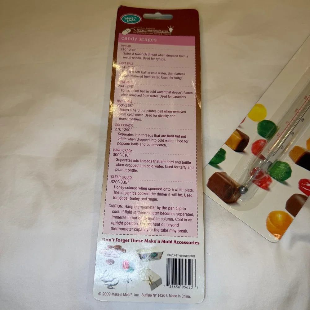 Make n Mold Candy Thermometer Lot of 2 Glass with Pan Clip 400F 5620-Thermometer